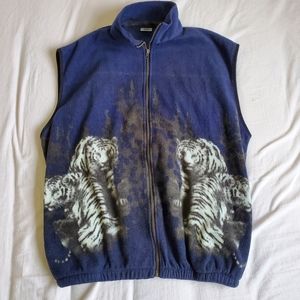 90's Tiger Print Sleeveless Fleece Vest